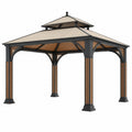 Pavillon 300 x 300 x 300 cm aus Stahl Beige Schwarz für den Garten