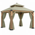 Gartenpavillon 300 x 300 cm Holzstoff Grün mit Vorhängen