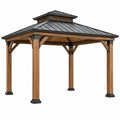 Gartenpavillon 300 x 300 x 300 cm Holz Braun mit schwarzem Metalldach für Terrasse und Garten