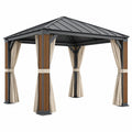 Pavillon 300 x 300 x 280 cm aus Metall in Anthrazit mit Seitenteilen für den Garten