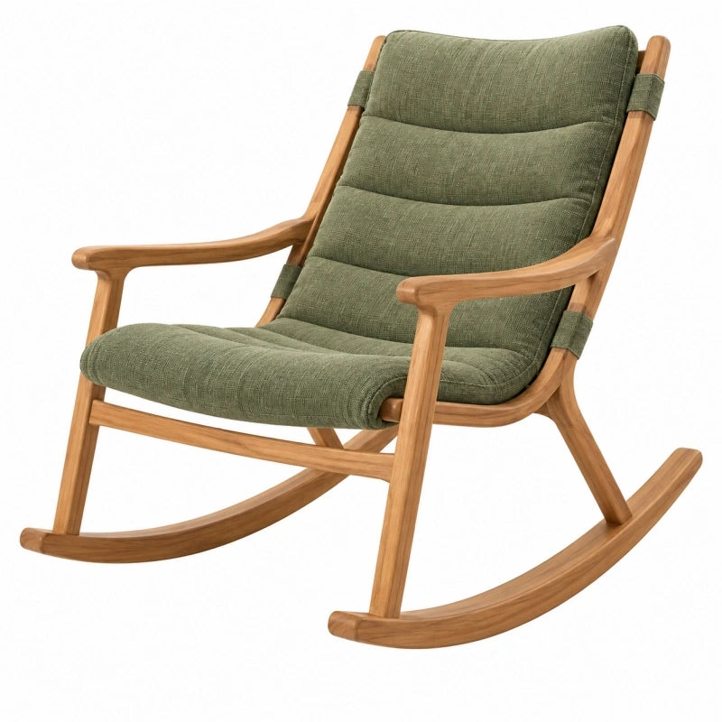 Schaukelstuhl 100 x 70 x 100 cm Holz Textil Grün gepolstert