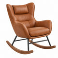 Schaukelstuhl 76 x 95 x 105 cm cognacbraun Kunstleder mit Holz Kufen
