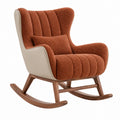 Schaukelstuhl 100 x 78 x 105 cm mit Textilbezug in Rostbraun Beige Holzgestell