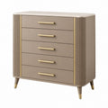 Kommode 90 x 40 x 100 cm Taupe Gold mit 5 Schubladen geriffelter Holzwerkstoff