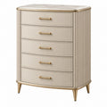 Kommode 90 x 45 x 110 cm - Holzwerkstoff in Creme mit Marmoroptik - 5 Schubladen im klassischen Stil