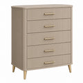 Kommode 80 x 40 x 100 cm Taupe Holzwerkstoff mit 5 Schubladen geriffelter Front