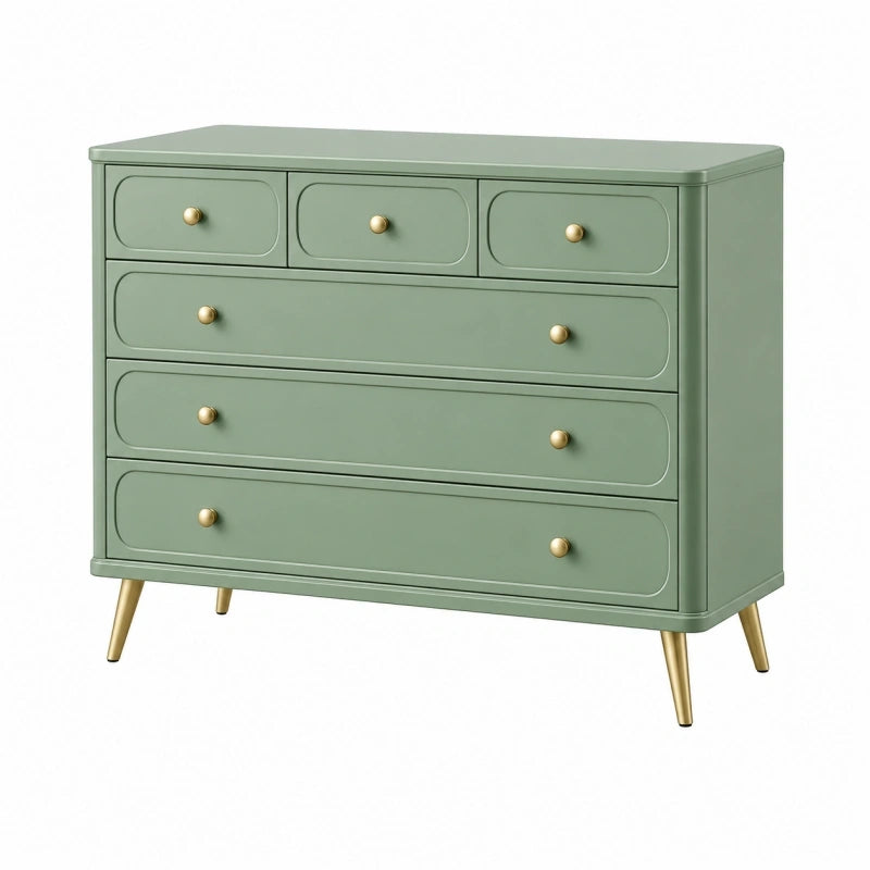 Kommode 120 x 45 x 85 cm Salbeigrün Holzwerkstoff mit 6 Schubladen Retro-Stil
