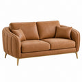 2-Sitzer Sofa 170 cm braun Kunstleder mit gepolsterten Armlehnen und Metallfüßen