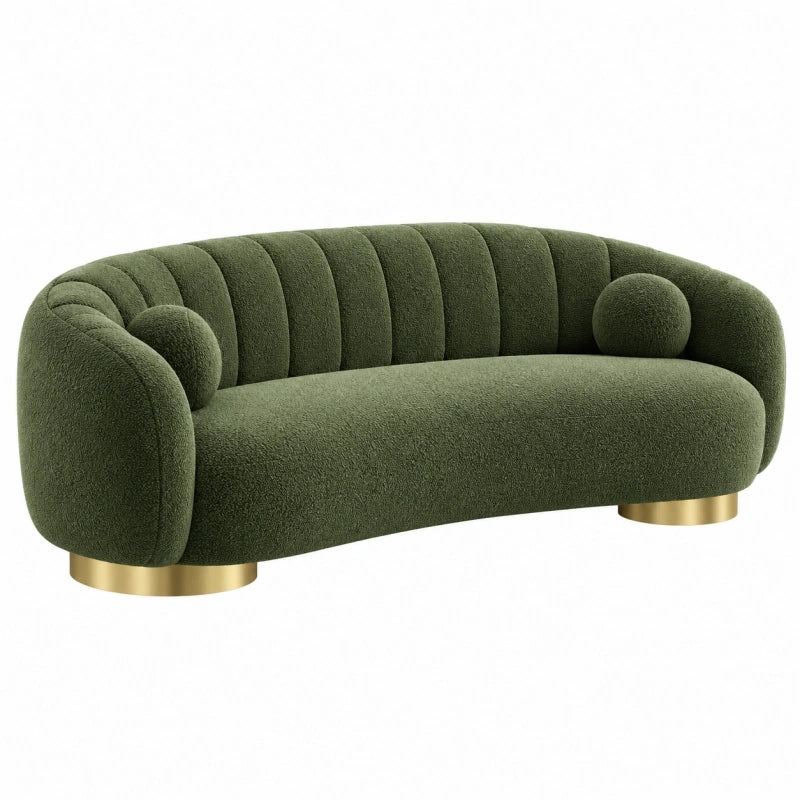 2-Sitzer Sofa 180 x 85 x 75 cm mit Textilbezug in Dunkelgrün - geschwungenes Polstersofa mit Metallfüßen
