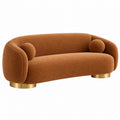 2-Sitzer Sofa 180 x 85 x 75 cm brauner Textilbezug mit goldfarbenen Füßen für das Wohnzimmer