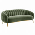 2-Sitzer Sofa 190 x 85 x 78 cm Samt Dunkelgrün mit Metallfüßen im Retro-Stil
