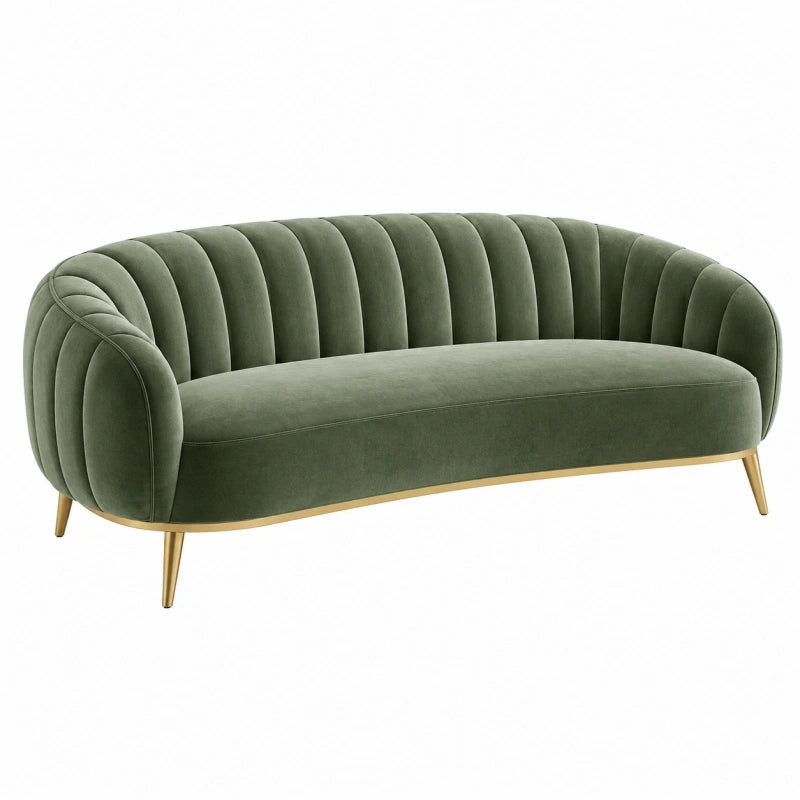 2-Sitzer Sofa 190 x 85 x 78 cm Samt Dunkelgrün mit Metallfüßen im Retro-Stil