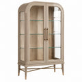 Vitrine 90 x 40 x 180 cm aus Holz und Glas in Beige mit 2 Türen