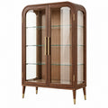 Vitrine 90 x 40 x 170 cm aus Holz und Glas in Walnussbraun mit Glastüren