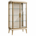 Vitrine 90 x 40 x 170 cm aus Metall und Glas Gold für Wohnraum im klassischen Stil