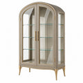 Vitrine 90 x 45 x 180 cm aus Holzwerkstoff und Glas in Taupe Gold - klassischer Stauraumschrank