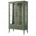 Vitrine 80 x 40 x 170 cm aus Holzwerkstoff in Olivgrün mit Glastüren