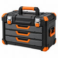 Werkzeugkasten 50 x 28 x 35 cm Kunststoff Schwarz Orange mit 3 Schubladen