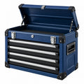 Werkzeugkasten 60 x 26 x 34 cm aus Stahl blau mit 5 Schubladen und klappbarem Deckel