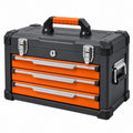 Werkzeugkoffer 50 cm Kunststoff Schwarz Orange mit 3 Schubladen abschließbar