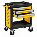 Werkzeugwagen 78 x 46 x 91 cm aus Stahl Gelb Schwarz mit 3 Schubladen