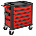 Werkzeugwagen 77 x 46 x 97 cm aus Stahl Rot Schwarz mit 6 Schubladen